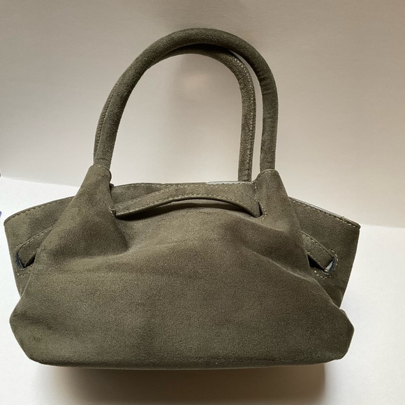 Elegant Olive Green Faux Suede Handbag Small Tote Bag Fashion Design Crossbody - Picture 3 of 13